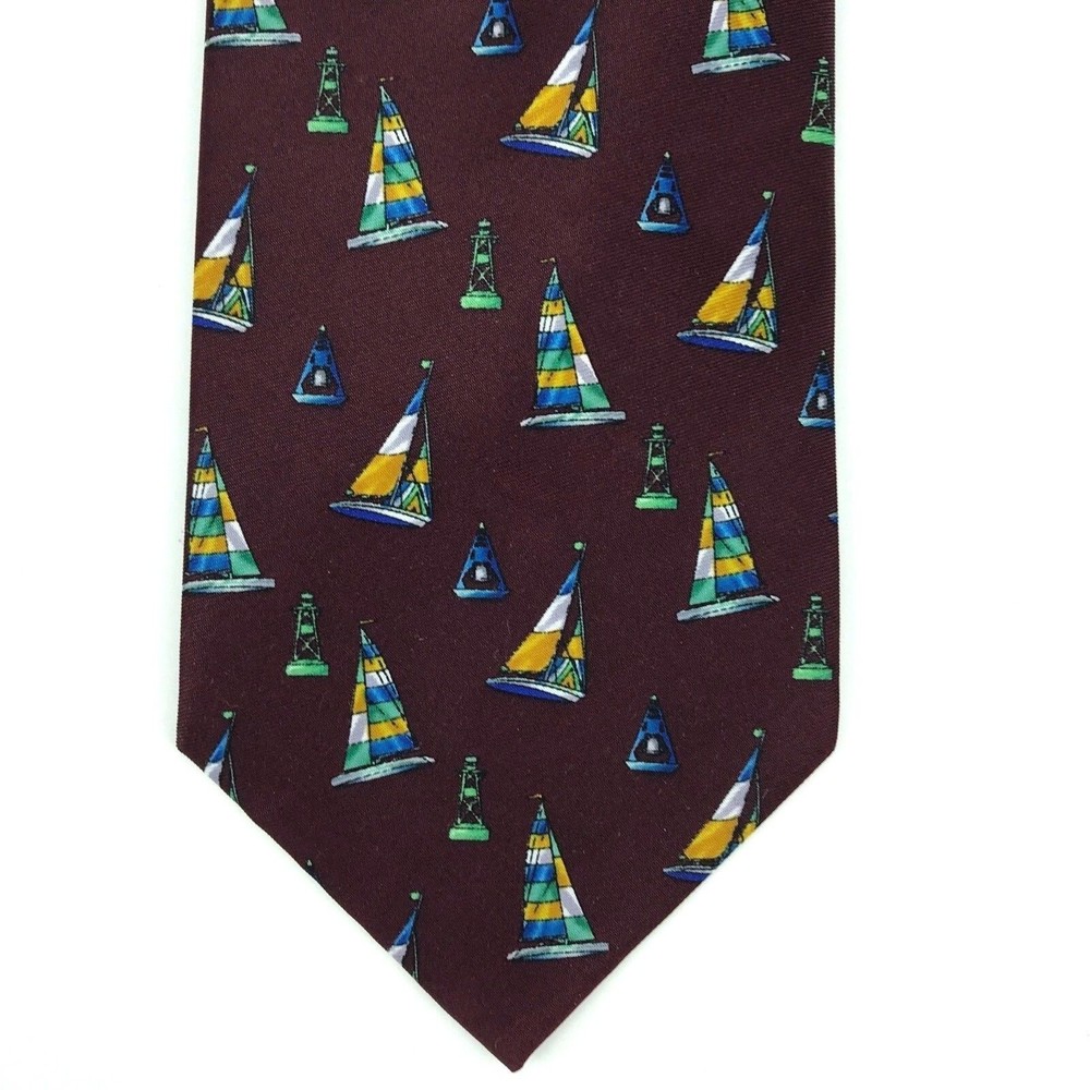 Utopia Men's Tie Handmade Burgundy Sailboat Boat Nautical Novelty Necktie 57"